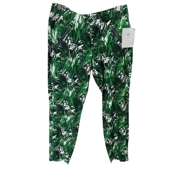 Athleta NWT 2015 Deadstock Baggy Palm Print Aspire Ankle Pant Workout Green 4 - Picture 1 of 11